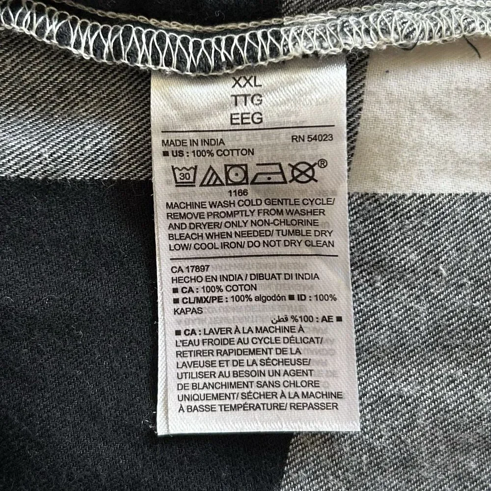 Old Navy Shirt Women XXL Black White Plaid Buffalo Classic Flannel Preppy Casual - Picture 4 of 12